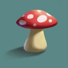 Mushroom on Teal Background Part I