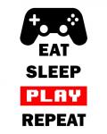 Eat Sleep Game Repeat  - White and Red