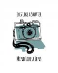 Eyes Like A Shutter Mind Like A Lens Camera Doodle Blue