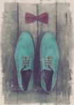 Vintage Fashion Bow Tie and Shoes - Blue