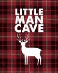 Little Man Cave - Deer Red Plaid Background