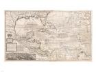 1732 Herman Moll Map of the West Indies, Florida, Mexico, and the Caribbean