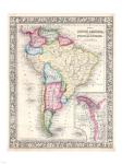 1864 Mitchell Map of Brazil, Bolivia and Chili