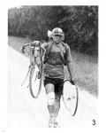 Italian Giusto Cerutti has a broken wheel after a fall. Tour de France 1928
