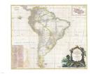 1780 Raynal and Bonne Map of Southern Brazil, Northern Argentina, Uruguay and Paraguay
