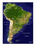 South America - Satellite Orthographic Political Map