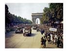 Crowds of French Patriots Line the Champs Elysees