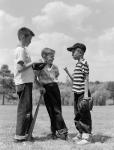 1950s Boys Baseball Holding Bat