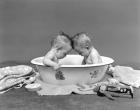 1930s Twin Babies In Bath Tub