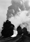 1930s 1940s Head-On View Of Three Steam Engines