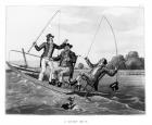 1800s Three 19Th Century Men In Boat Fishing