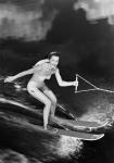 1950s Smiling Woman In A White Two Piece Bathing Suit