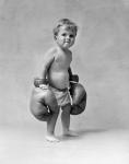 1930s Baby Boy Toddler Wearing  Boxing Gloves