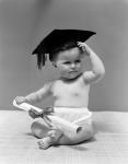 1940s Baby Wearing Graduation Cap
