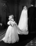1950s Little Girl Bridesmaid Drinking Glass Of Milk