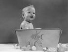 1940s 1950s Smiling Baby In Bath Tub Studio Indoor