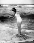 1920s Woman Wearing Bathing Suit & Head Scarf