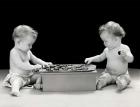 1930s 1940s Twin Babies Playing Game Of Checkers