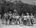 1950s Lineup Of 9 Boys In Tee Shirts With Bats