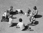 1950s Boys & Girls Shooting Marbles