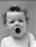 1940s Baby Close-Up Yawning