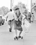 1960s 1970s A Shopping Bag Lady With Funny Facial Expression