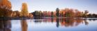 Trees in autumn along a lake, Canterbury