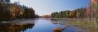 Autumn trees along a lake, Catskill Mountains