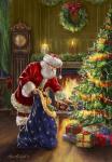 Santa at Tree Blue Sack