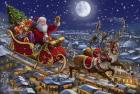 Santa Sleigh and Reindeer in Sky