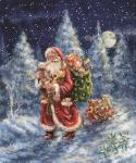 Santa in Winter Woods with sack