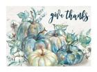 Blue Watercolor Harvest Pumpkin Landscape Give Thanks