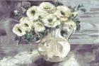 White Flowers in Pottery Pitcher