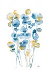 Blue and Gold Watercolor Floral