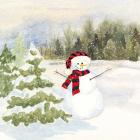 Snowman Wonderland II Red Black Santa Hat