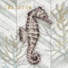 Gray Gold Chevron Seahorse