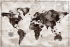 Rustic World Map Black and White