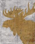 Rustic Lodge Animals Moose on Grey