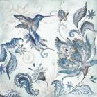 Watercolor Boho Blue Hummingbird I