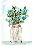 Blue Floral Mason Jar