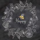 Bee Sentiment Wreath Black I-Happy