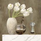 Floral Setting on White Marble I