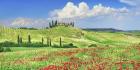 Farmhouse with Cypresses and Poppies, Val d'Orcia, Tuscany