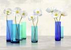 Poppies in crystal vases (Aqua palette)