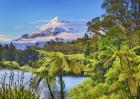 Taranaki Mountain and Lake Mangamahoe, New Zealand