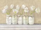 White Tulips in Mason Jars