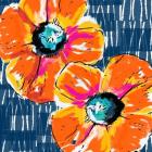 Orange Poppies on Blue