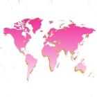 World Map Pink & Gold