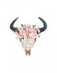Pink Floral Bull Skull