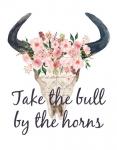 Pink Floral Bull Skull